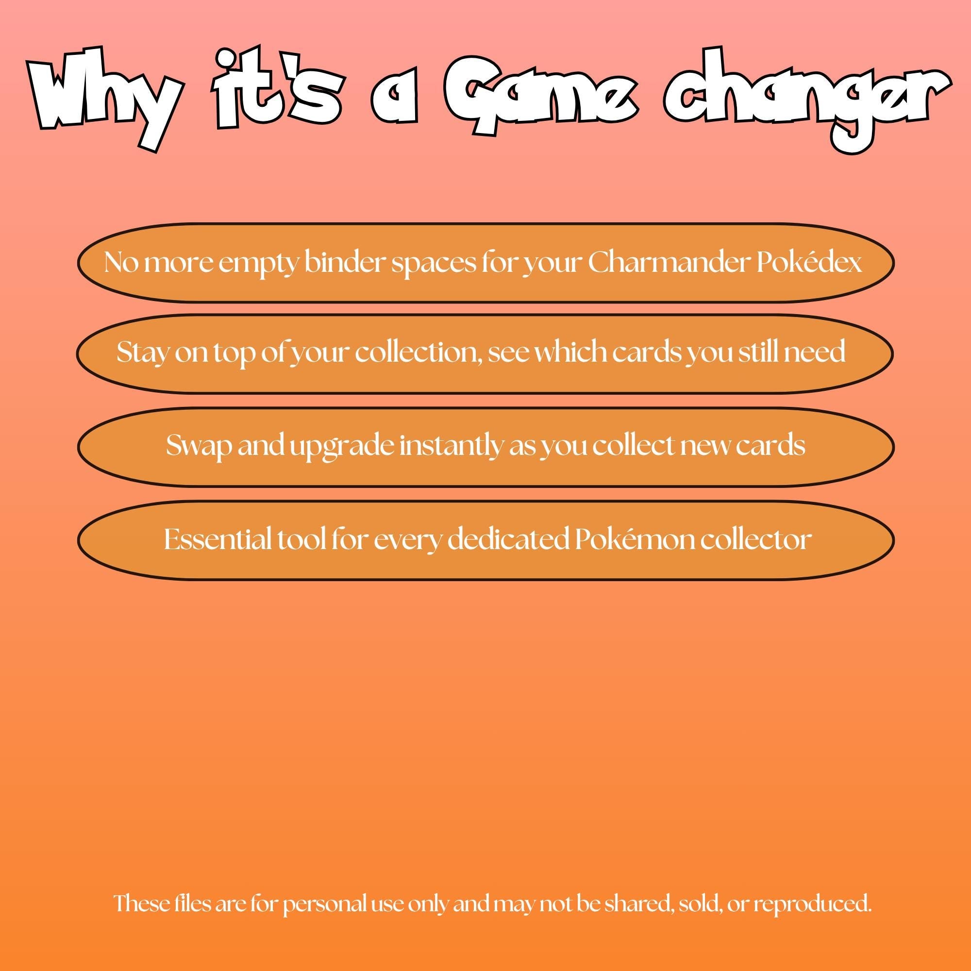 Charmander set checklist highlighting the benefits of tracking and upgrading your Pokémon card collection.