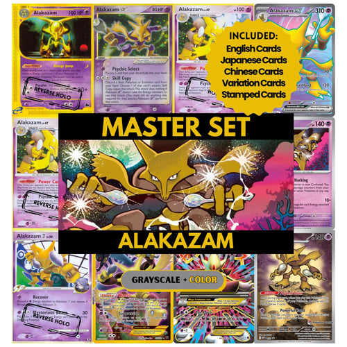 Alakazam cards example showing Pokémon cards used to demonstrate how the master set fits into a collector’s binder