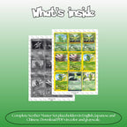 Scyther binder pages set overview showing the included Pokémon cards to print and cut for your binder sleeves.