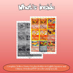 Moltres binder pages set overview showing the included Pokémon cards to print and cut for your binder sleeves.
