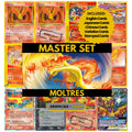 Moltres binder pages set showing grayscale and color Pokémon cards, designed as a digital download to complete a collector’s binder.