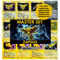 Zapdos binder pages set showing grayscale and color Pokémon cards, designed as a digital download to complete a collector’s binder.