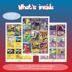 XY: Phantom Forces master set overview showing the included Pokémon cards to print and a full color checklist for the XY binder.