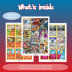 XY: Steam Siege master set overview showing the included Pokémon cards to print and a full color checklist for the XY binder.