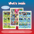 XY Base master set overview showing the included Pokémon cards to print and a full color checklist for the XY binder.