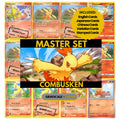 Combusken binder pages set showing grayscale and color Pokémon cards, designed as a digital download to complete a collector’s binder.