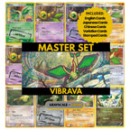 Vibrava binder pages set showing grayscale and color Pokémon cards, designed as a digital download to complete a collector’s binder.