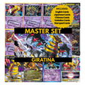 Giratina binder pages set showing grayscale and color Pokémon cards, designed as a digital download to complete a collector’s binder.