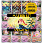 Scream Tail binder pages set showing grayscale and color Pokémon cards, designed as a digital download to complete a collector’s binder.