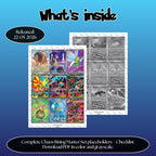 Chaos Rising master set overview showing the included Pokémon cards to print and a full color checklist for the Perfect Order binder.