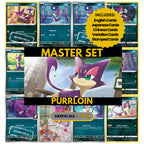 Purrloin binder pages set showing grayscale and color Pokémon cards, designed as a digital download to complete a collector’s binder.