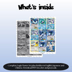 Lugia binder pages set showing grayscale and color Pokémon cards, designed as a digital download to complete a collector’s binder.