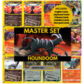 Houndoom binder pages set showing grayscale and color Pokémon cards, designed as a digital download to complete a collector’s binder.