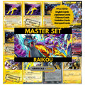 Raikou binder pages set showing grayscale and color Pokémon cards, designed as a digital download to complete a collector’s binder.
