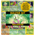 Meganium binder pages set showing grayscale and color Pokémon cards, designed as a digital download to complete a collector’s binder.