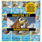 Mamoswine binder pages set showing grayscale and color Pokémon cards, designed as a digital download to complete a collector’s binder.
