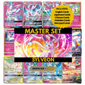 Sylveon binder pages set showing grayscale and color Pokémon cards, designed as a digital download to complete a collector’s binder