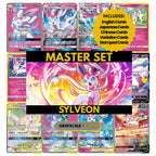 Sylveon binder pages set showing grayscale and color Pokémon cards, designed as a digital download to complete a collector’s binder