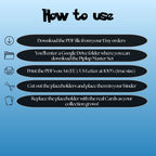 Piplup cards digital download instructions explaining how to print, cut, and place placeholders in a Pokémon binder.