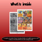 Vulpix binder pages set overview showing the included Pokémon cards to print and cut for your binder sleeves.