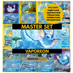 Vaporeon binder pages set showing grayscale and color Pokémon cards, designed as a digital download to complete a collector’s binder.