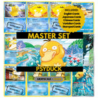 Psyduck binder pages set showing grayscale and color Pokémon cards, designed as a digital download to complete a collector’s binder.