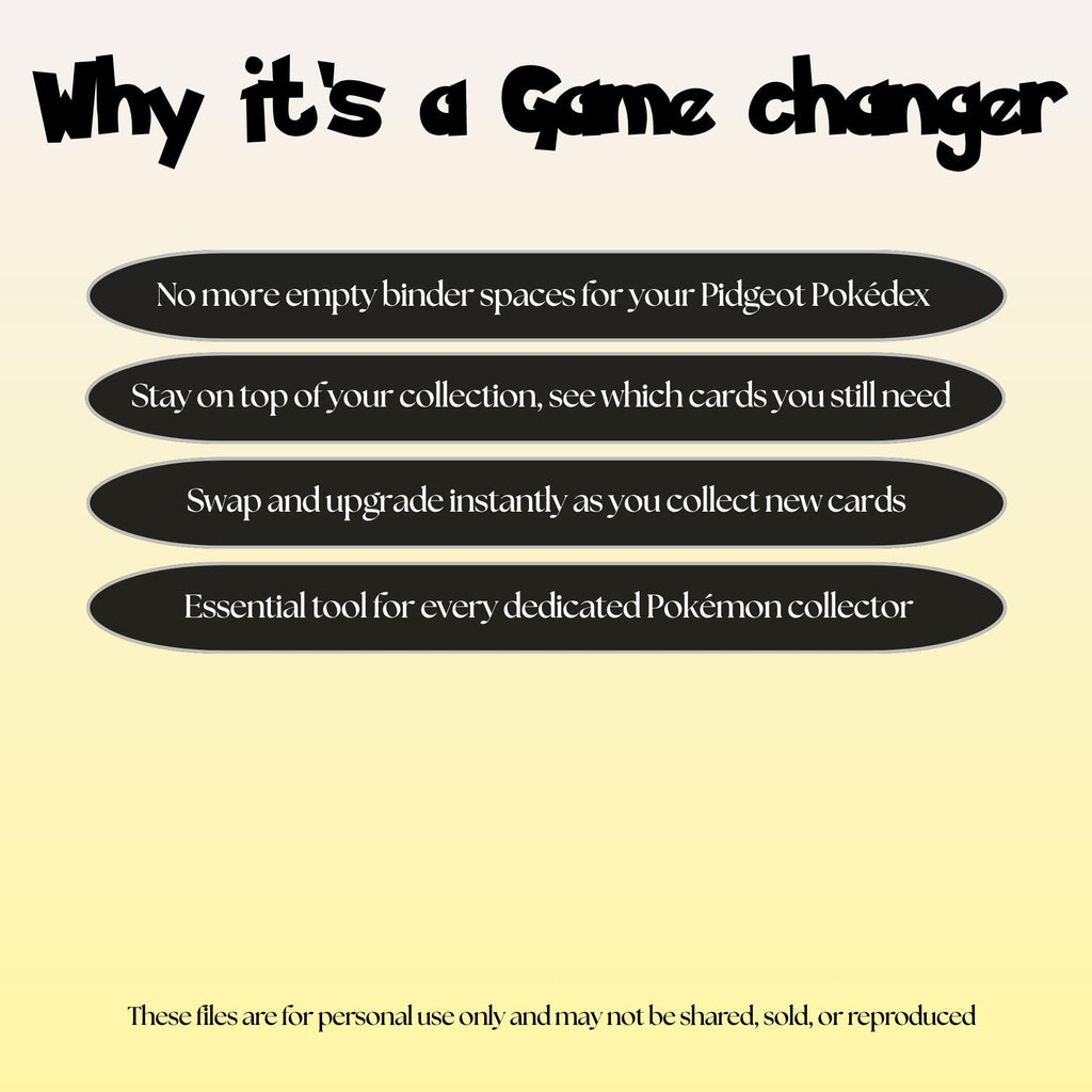 Pidgeot set checklist highlighting the benefits of tracking and upgrading your Pokémon card collection.