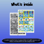 Squirtle binder pages set overview showing the included Pokémon cards to print and cut for your binder sleeves.
