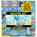 Lapras binder pages set showing grayscale and color Pokémon cards, designed as a digital download to complete a collector’s binder.