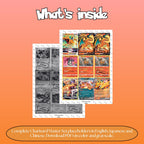 Charizard binder pages set overview showing the included Pokémon cards to print and cut for your binder sleeves.