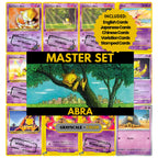 Abra binder pages set showing grayscale and color Pokémon cards, designed as a digital download to complete a collector’s binder.