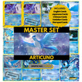 Articuno binder pages set showing grayscale and color Pokémon cards, designed as a digital download to complete a collector’s binder.