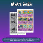 Golett binder pages set overview showing the included Pokémon cards to print and cut for your binder sleeves.