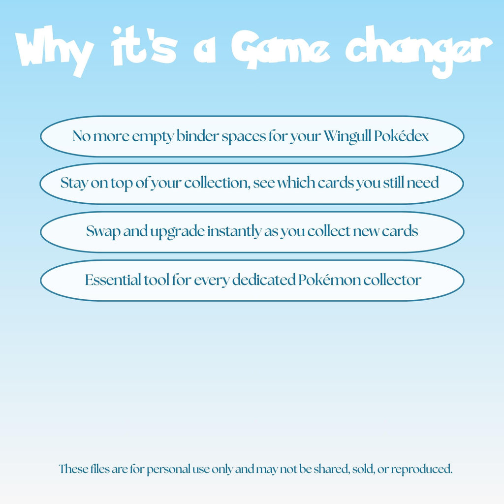 Wingull set checklist highlighting the benefits of tracking and upgrading your Pokémon card collection.