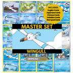 Wingull binder pages set showing grayscale and color Pokémon cards, designed as a digital download to complete a collector’s binder.