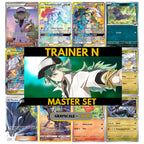 Trainer N Master Set binder pages set showing Pokémon placeholders in grayscale and color, designed as a digital download to complete a collector’s binder.