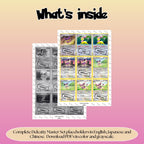 Delcatty binder pages set overview showing the included Pokémon cards to print and cut for your binder sleeves.