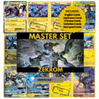 Zekrom binder pages set showing grayscale and color Pokémon cards, designed as a digital download to complete a collector’s binder.