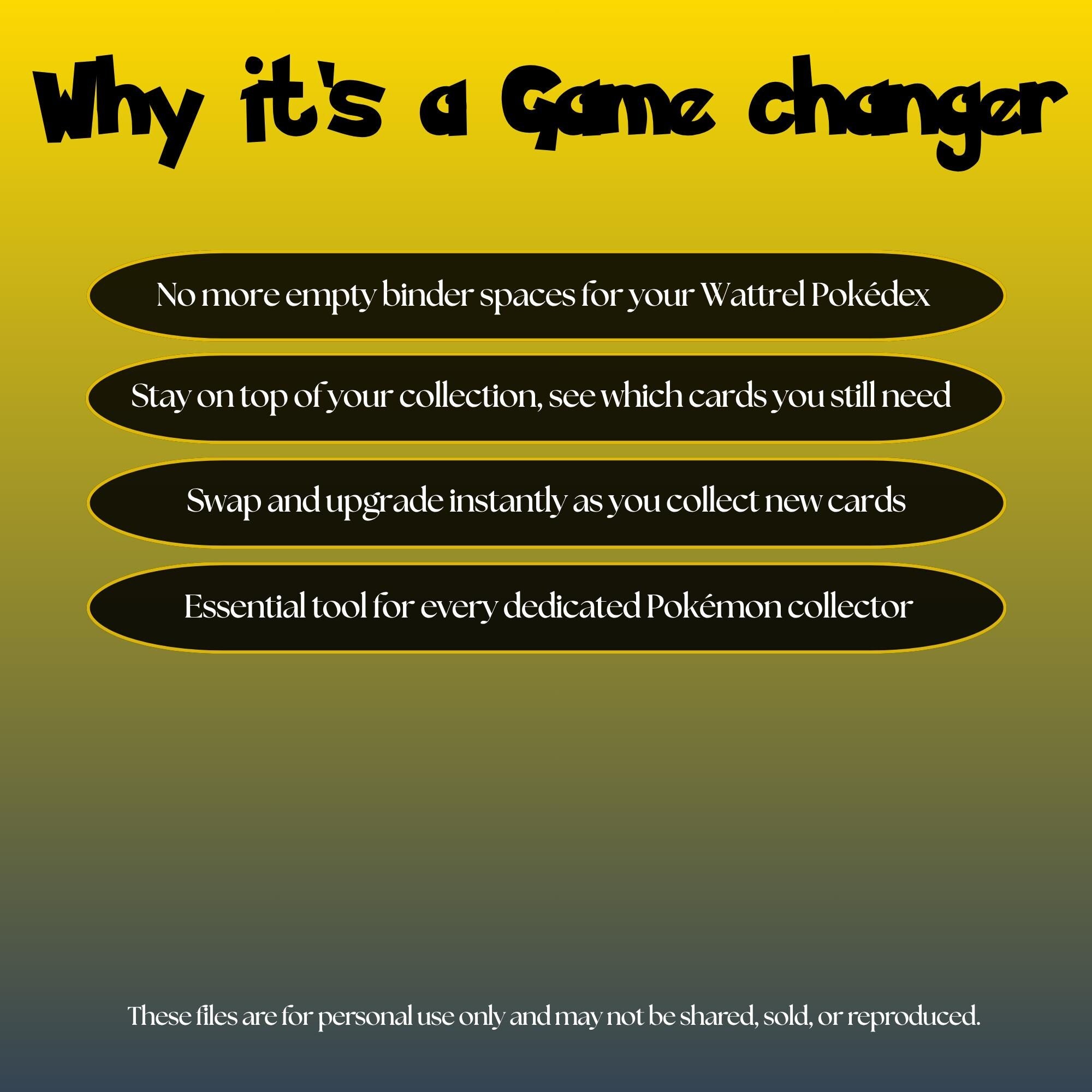 Wattrel set checklist highlighting the benefits of tracking and upgrading your Pokémon card collection.
