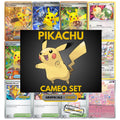 Pikachu Cameo binder pages set showing grayscale and color Pokémon cards, designed as a digital download to complete a collector’s binder.
