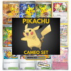 Pikachu Cameo binder pages set showing grayscale and color Pokémon cards, designed as a digital download to complete a collector’s binder.