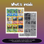 Aya Kusube illustrator set overview showing the included Pokémon cards to print and cut for your binder sleeves.