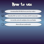 How to use instructions for printable Zekrom extended binder art, showing steps for downloading, printing, cutting and inserting the artwork to your binder.