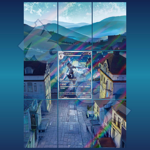 Ceruledge card displayed in extended binder artwork, styled as premium extended binder art for Pokémon collectors. Shows what you will receive as a PDF to download and print.