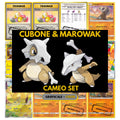 Cubone and Marowak Cameo binder pages set showing grayscale and color Pokémon cards, designed as a digital download to complete a collector’s binder.