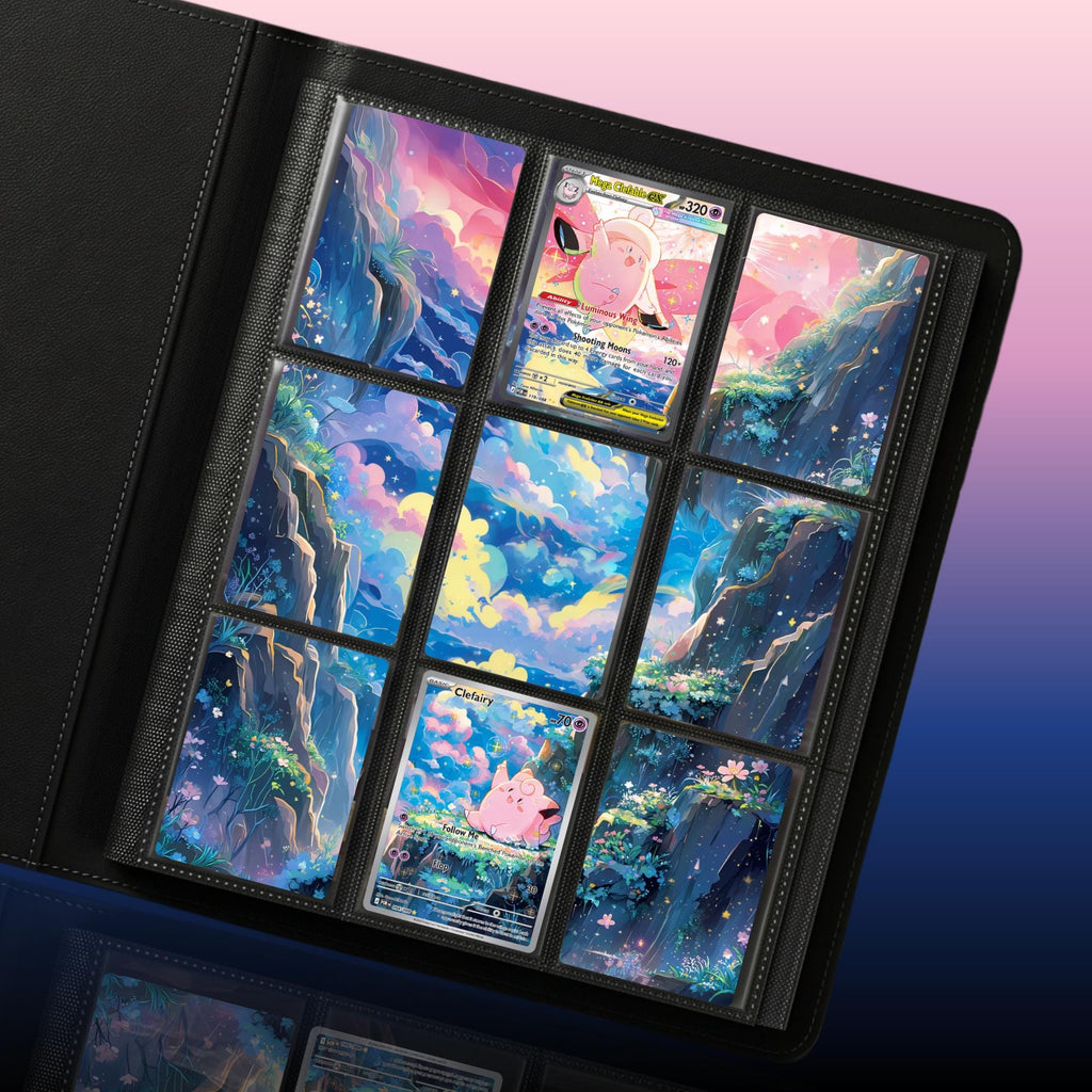 Clefairy and Clefable extended binder artwork displayed in a 9 pocket Pokémon binder.