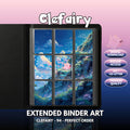 Extended binder art cover featuring Clefairy Card in a 3×3 binder layout, with framed artwork accents and digital download labels.