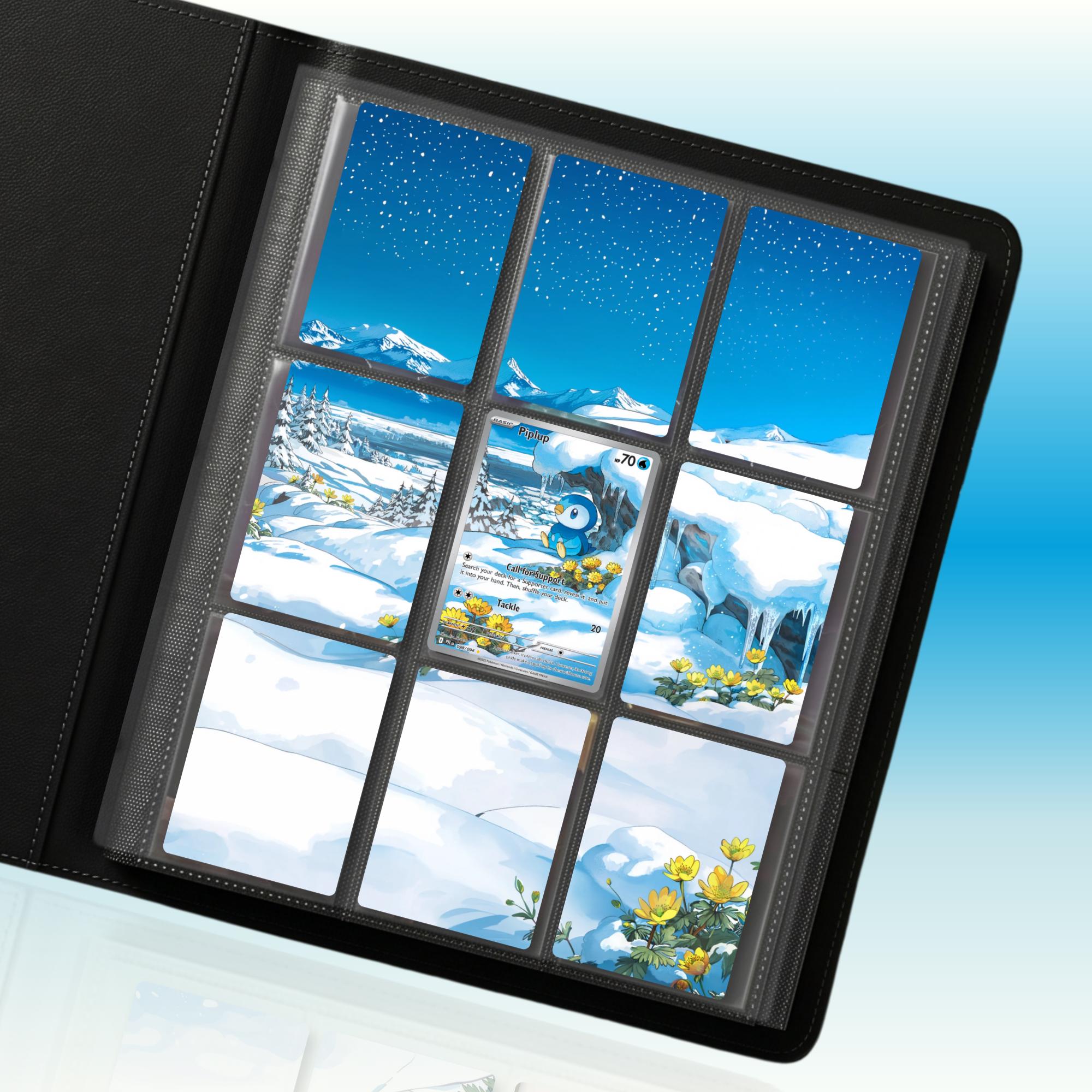 Piplup extended binder artwork displayed in a 9 pocket Pokémon binder.