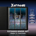 Extended binder art cover featuring Xerneas Card in a 3×3 binder layout, with framed artwork accents and digital download labels.