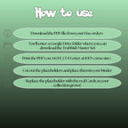 Trubbish cards digital download instructions explaining how to print, cut, and place placeholders in a Pokémon binder.